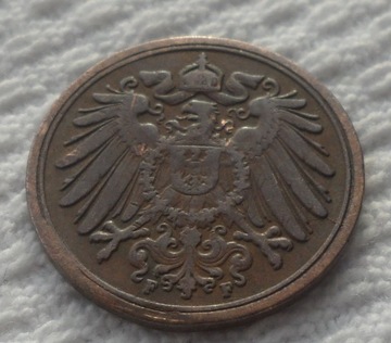 Niemcy Wilhelm II 1 fenig pfennig 1900 F Stuttgart