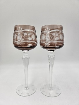 Dwa kryształowe kieliszki do wina remer