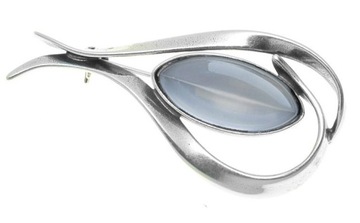 Klasyczna broszka z kocim okiem ze srebra 925 Nowa