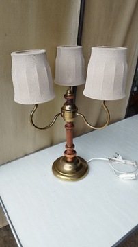 Stara  3- ramienna lampa stołowa  mosiężna  