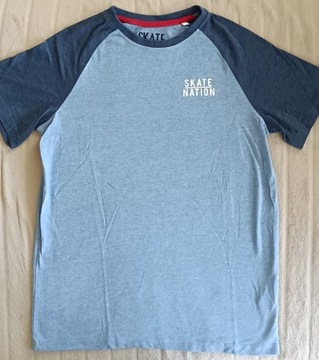 T-shirt niebieski SKATE NATION bawełna C&A 158/164