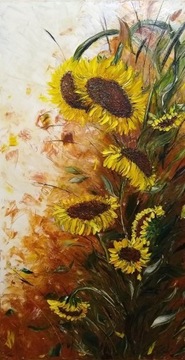 Słoneczniki obraz olejny 54 x 101 