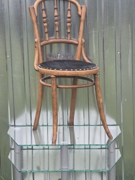 Piękne drewniane krzesło,  skóra,  gięte,  Vintage 