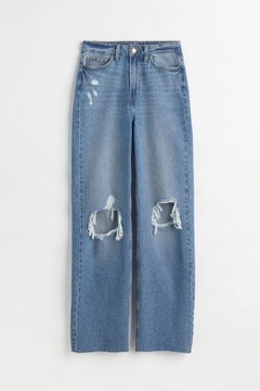 H&M WIDE ultra spodnie jeansy szwedy dziury XL