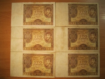 II RP 100 złotych 1932r różne serie