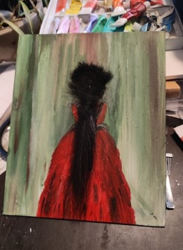 Obrazek kolekcjonerski Dziewczyna w czerwonej sukn