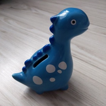 Porcelanowa skarbonka uroczy niebieski dinozaur