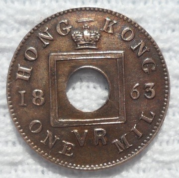 UK Hong Kong Wiktoria 1 mil 1/10 centa 1863 Rzadka