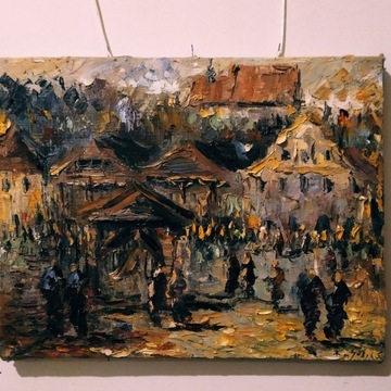 Obraz olejny, pejzaż z Kazimierzem Dolnym, 35x45