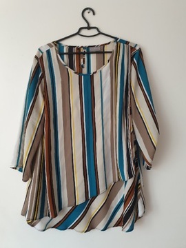 Bluzka w kolorowe paski, plus size, r. 50