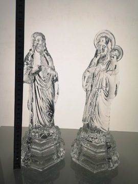 Ząbkowice figury Jezus i Maryja stare szkło PRL 