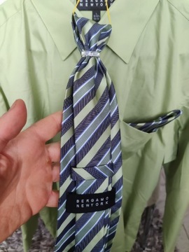 Komplet:koszula L+krawat,poszetka,spinki mankiet