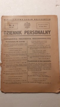 Zarządzenie Dziennik Personalny 22 luty 1932