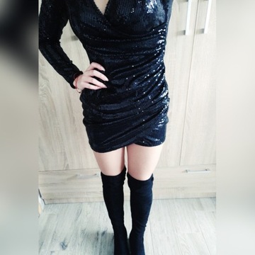 Sukienka cekinowa czarna rozmiar S