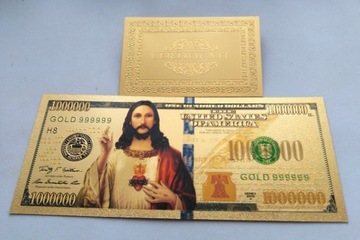 Banknot pozłacany 24k   JEZUS - USA z BŁĘDEM!!! 