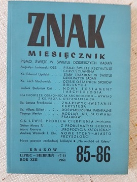 Znak miesięcznik nr 85-86 Pismo Święte; Cierpienie