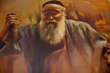 Obraz olej „Żyd na szczęście”