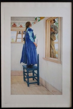 Plakat w drewnianej ramie 103 x 70 cm Carl Larsson