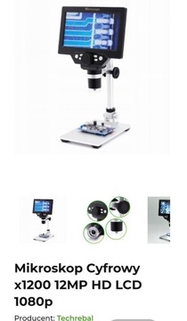 Mikroskop Cyfrowy x1200 12MP HD LCD 1080p OKAZJA! NOWY 700ZŁ.PILNIE!