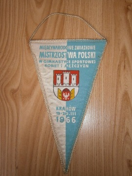 Proporczyk sportowy MP gimnastyka Kraków 1966