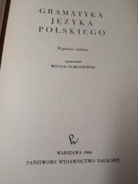 Gramatyka języka polskiego. 1966rw. W. Doroszewski