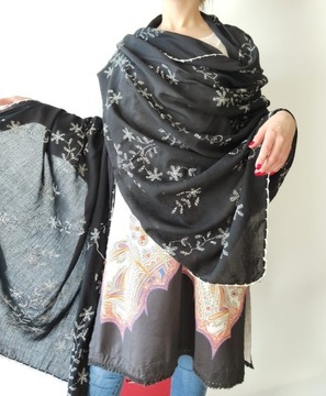 Duża chusta szal dupatta czarna bawełna hidżab 