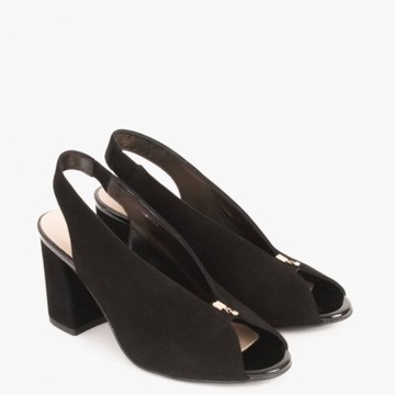 Kulig czarne sandały na słupku peep toe r.40