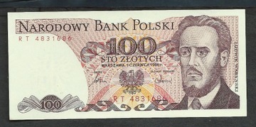 100 zł 1986 seria RT- UNC