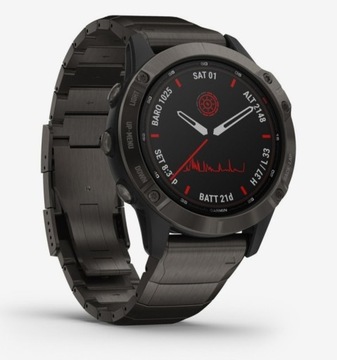 Garmin Fenix 6 Pro Solar Titan smartwatch czarny 