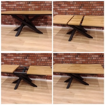 Stół z litego drewna dębowego podstawa TWISTER 