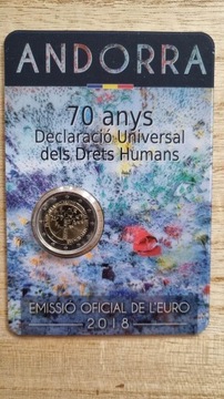 2 Euro Andorra 70 rocznica praw człowieka 2018 UNC