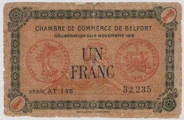 Francja - 1 franc 1918 - de Belfort -III Republika