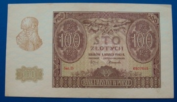 3szt: 100zł 1940r.,20zł 1940r., 5 zł 1941r. 