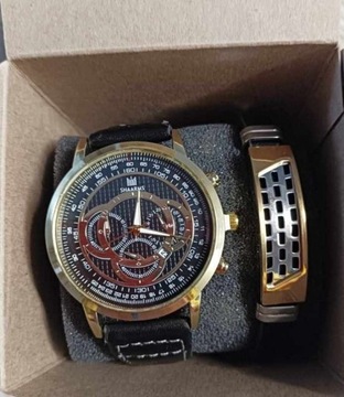 G130 Męski kwarcowy zegarek+bransoleta+opakowanie
