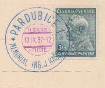 LOTNICTWO - kartka okol. Pardubice 1937 rok