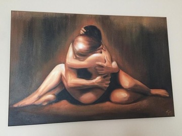 Ręcznie malowany na płótnie obraz pary kochanków