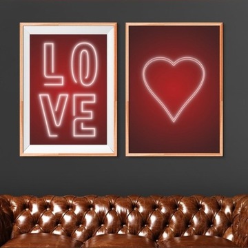 Zestaw Plakatów "Neonowe Love + Neonowe Serce"
