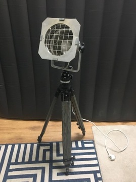 Lampa stojąca loft na statywie vintage oryginalna