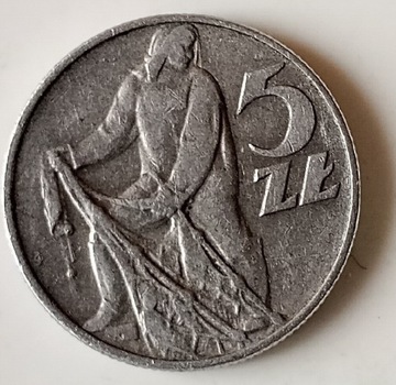 Moneta 5zł rybak 1974r