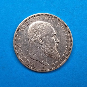 Niemcy 5 marek 1895, Wirtembergia, srebro 0,900