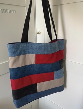 Duża torba handmade shopperka patchwork 
