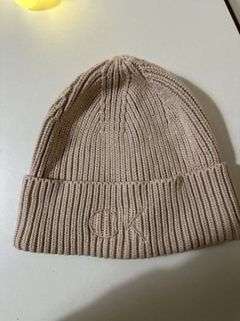 Calvin Klein czapka zimowa beanie różowy 