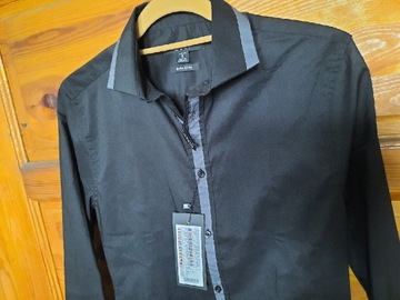 Koszula meska czarna z lamowka S