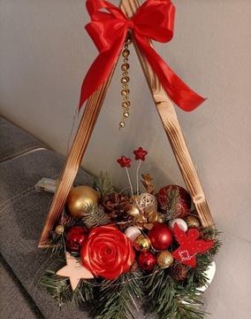 Choinka drewniana ozdoba na Boże Narodzenie stroik