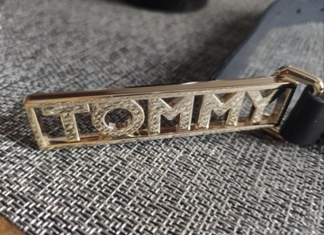 Nowy pasek skórzany Tommy Hilfiger czarny skóra 70