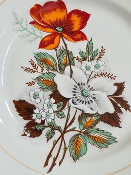 Talerz stara ceramika talerzyk prl kwiaty unikat