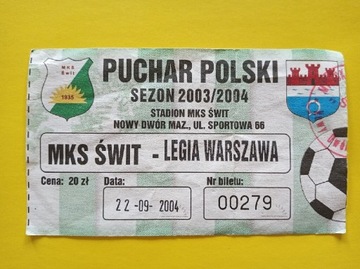 Bilet Świt Legia Warszawa Puchar Polski 2004 