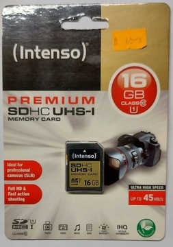 Karta pamięci Intenso 16GB SDHC UHS-I Full HD nowa