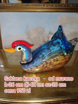 Duża szklana kaczka murano