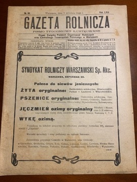 Gazeta Rolnicza  No 36. 1923 r